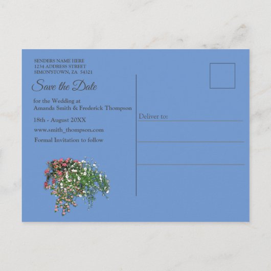 Tropisch blauw marmerpaleis aankondigingskaart (Achterkant)