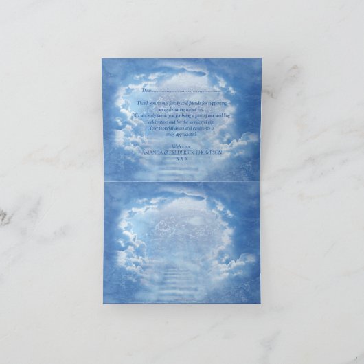 Tropisch  blauw marmerpaleis bedankkaart (Binnen)