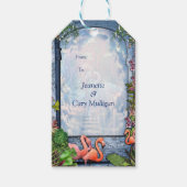 Tropisch  blauw marmerpaleis cadeaulabel (Voorkant)