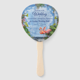 Tropisch  blauw marmerpaleis handwaaier