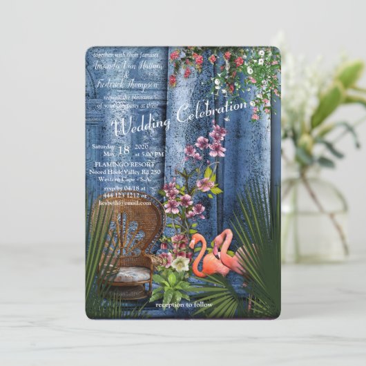 Tropisch  blauw marmerpaleis kaart (Staand voorkant)