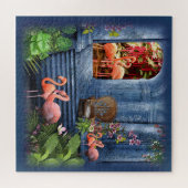 Tropisch blauw marmerpaleis legpuzzel (Horizontaal)