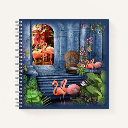 Tropisch  blauw marmerpaleis notitieboek (Voorkant)