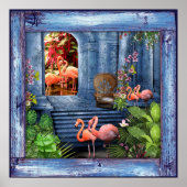 Tropisch  blauw marmerpaleis poster (Voorkant)