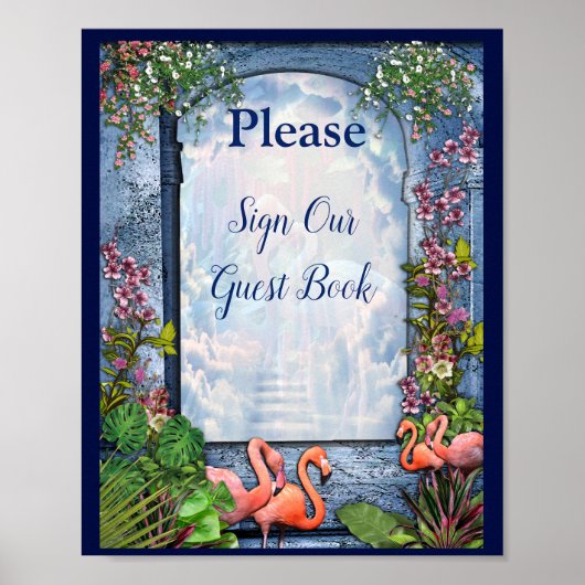 Tropisch blauw marmerpaleis poster (Voorkant)