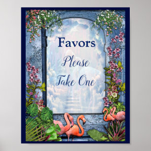 Tropisch  blauw marmerpaleis poster