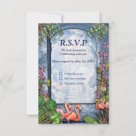 Tropisch  blauw marmerpaleis RSVP kaartje