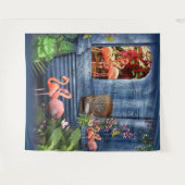 Tropisch  blauw marmerpaleis wandkleed (Voorkant (horizontaal))