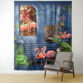 Tropisch  blauw marmerpaleis wandkleed (In situ)