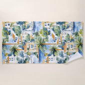 Tropisch Blauw Mediterraan   Strandlaken (Voorkant)