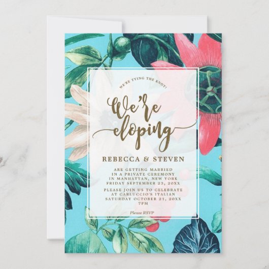 tropisch blauw met de knoop op de uitnodiging (Voorkant)