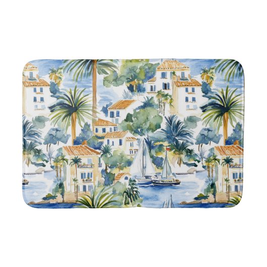 Tropisch blauw Middellandse Zeegebied Badmat (Voorkant)