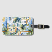 Tropisch blauw Middellandse Zeegebied Bagagelabel (Voorkant (horizontaal))