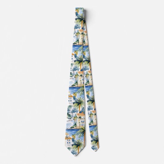 Tropisch blauw Middellandse Zeegebied Stropdas (Voorkant)
