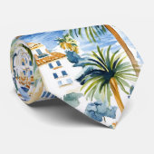 Tropisch blauw Middellandse Zeegebied Stropdas (Opgerold)