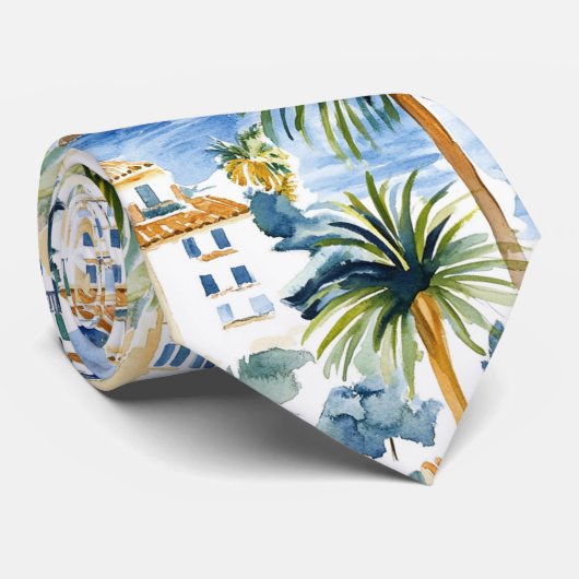 Tropisch blauw Middellandse Zeegebied Stropdas (Opgerold)