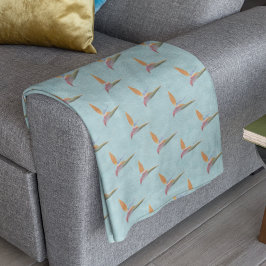 Tropisch Blauw Moderne Paradijsvogel met de hand g Fleece Deken