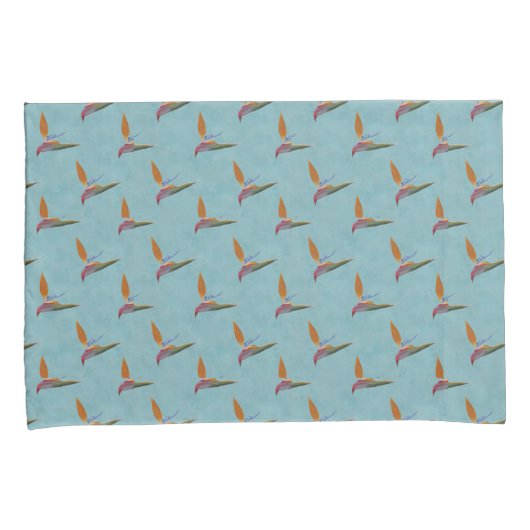 Tropisch Blauw Moderne Paradijsvogel met de hand g Kussensloop (Voorkant-Rechts)