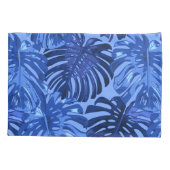 Tropisch Blauw Monstera Oerwoud Bladeren Patroon Kussensloop (Achterkant-Links)