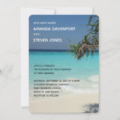 Tropisch blauw oceaanstrand foto bruiloft kaart (Voorkant)