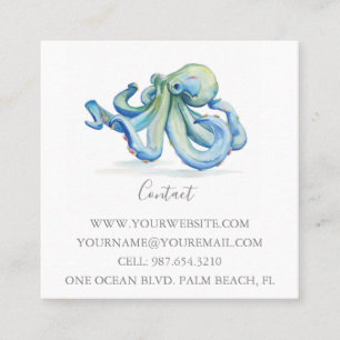 Tropisch blauw octopus vierkante visitekaartje