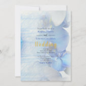 Tropisch blauw orchidee Floral Gold Lijst Wedding  Kaart (Voorkant)