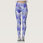 Tropisch blauw palm Leaf Leggings (Voorkant)