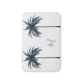 Tropisch blauw palmboom  Elegant Monogram Badmat (Voorkant Verticaal)