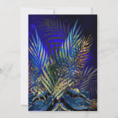 Tropisch Blauw Palms Champagne Birthday Kaart (Achterkant)