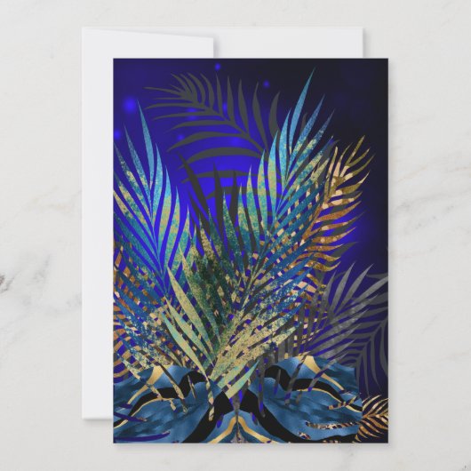 Tropisch Blauw Palms Champagne Birthday Kaart (Achterkant)