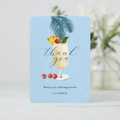 Tropisch Blauw Pina Colada Cocktail Party Bedankkaart (Staand voorkant)