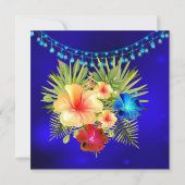 Tropisch Blauw Rood Geel Hibiscus florale Birthday Kaart (Achterkant)