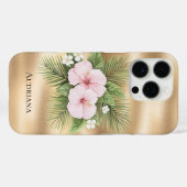 Tropisch Blauw Roze Hibiscus Bloemen Case-Mate iPhone Case (Achterkant (horizontaal))