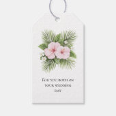Tropisch Blauw Roze Hibiscus Bloemen Huwelijk Cadeaulabel (Voorkant)