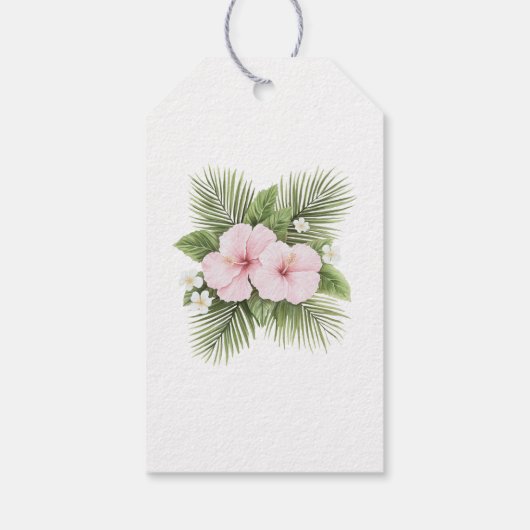 Tropisch Blauw Roze Hibiscus Bloemen Huwelijk Cadeaulabel (Achterkant)