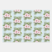 Tropisch Blauw Roze Hibiscus Bloemen Huwelijk Inpakpapier Vel (Voorkant 3)