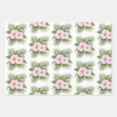 Tropisch Blauw Roze Hibiscus Bloemen Huwelijk Inpakpapier Vel (Voorkant)