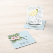 Tropisch Blauw Roze Hibiscus Bloemen Huwelijk Kartonnen Onderzetters (Insitu)