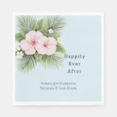 Tropisch Blauw Roze Hibiscus Bloemen Huwelijk Servet (Voorkant)