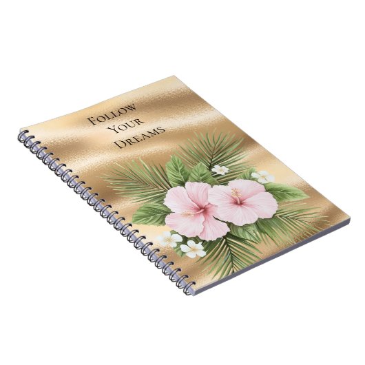 Tropisch Blauw Roze Hibiscus Bloemen Notitieboek (Rechterzijde)