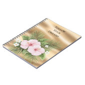 Tropisch Blauw Roze Hibiscus Bloemen Notitieboek (Linkerzijde)