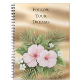 Tropisch Blauw Roze Hibiscus Bloemen Notitieboek (Voorkant)