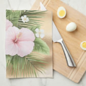 Tropisch Blauw Roze Hibiscus Bloemen Theedoek (Quarter Fold)