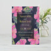 Tropisch blauw roze hibiscus flauwschilderij (Staand voorkant)