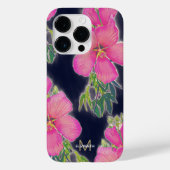 Tropisch blauw roze hibiscus flauwschilderij Case-Mate iPhone case (Achterkant)