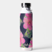 Tropisch blauw roze hibiscus flauwschilderij waterfles (Links)