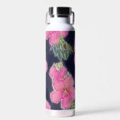 Tropisch blauw roze hibiscus flauwschilderij waterfles (Voorkant)