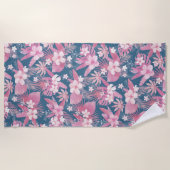 Tropisch blauw roze strandlaken (Voorkant)