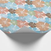 Tropisch Blauw Sinaasappel Perzik Groen Hibiscus B Cadeaupapier (Hoek)