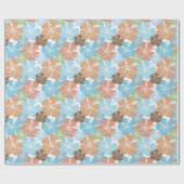 Tropisch Blauw Sinaasappel Perzik Groen Hibiscus B Cadeaupapier (Vlak)